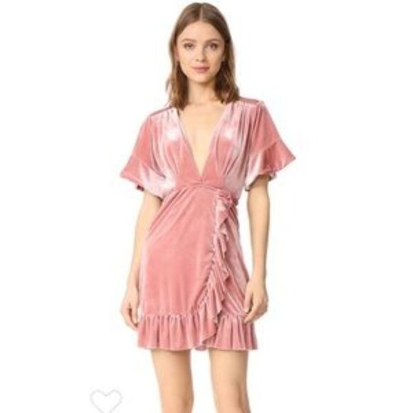 Misa Los Angeles REVOLVE Desma Velvet Wrap Dress S